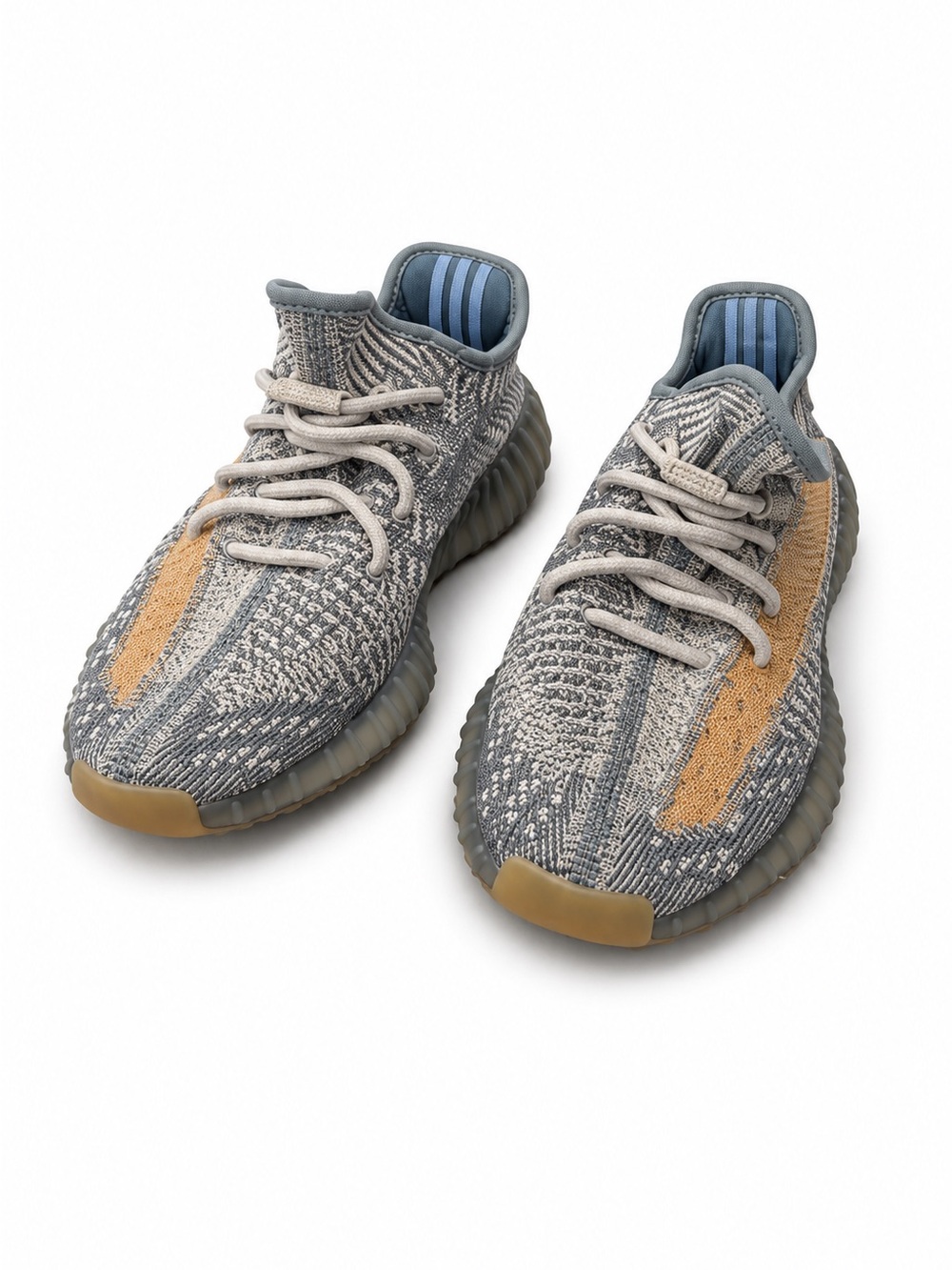 Yeezy Adidas Gray and Tan Knit Sneakers